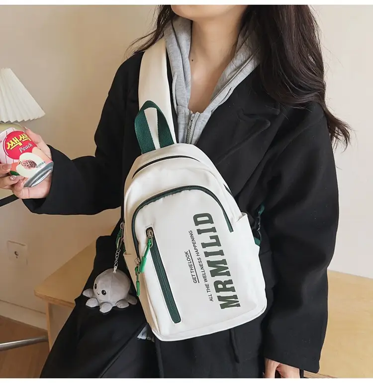 Women's Japanese Casual Chest Bag 2023 Red White — feature 36