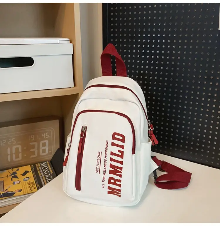 Women's Japanese Casual Chest Bag 2023 Red White - Image 2