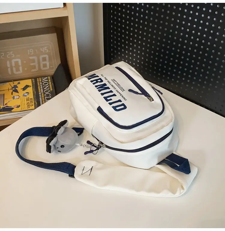 Women's Japanese Casual Chest Bag 2023 Red White - Image 7