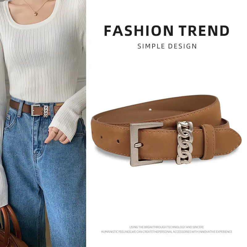 Women's Anti-Velvet Leather Belt with Silver Buckle - Image 4