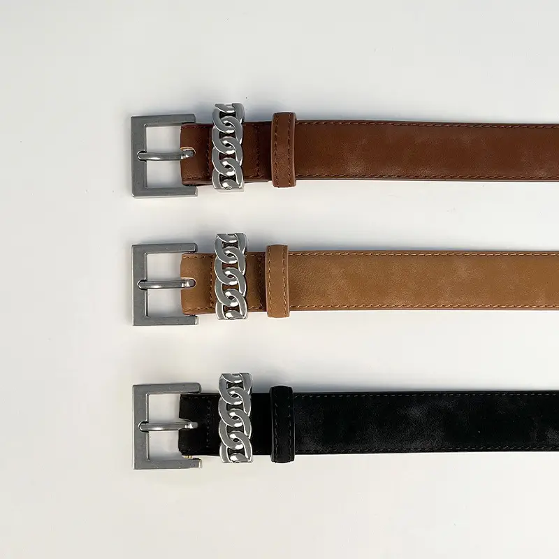 Women's Anti-Velvet Leather Belt with Silver Buckle - Image 5