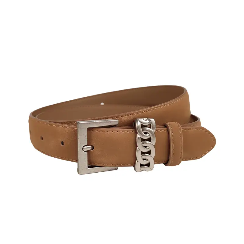 Women's Anti-Velvet Leather Belt with Silver Buckle - Image 8
