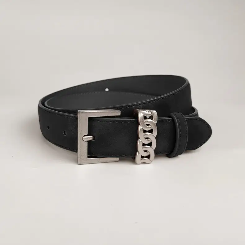 Women's Anti-Velvet Leather Belt with Silver Buckle — feature 13