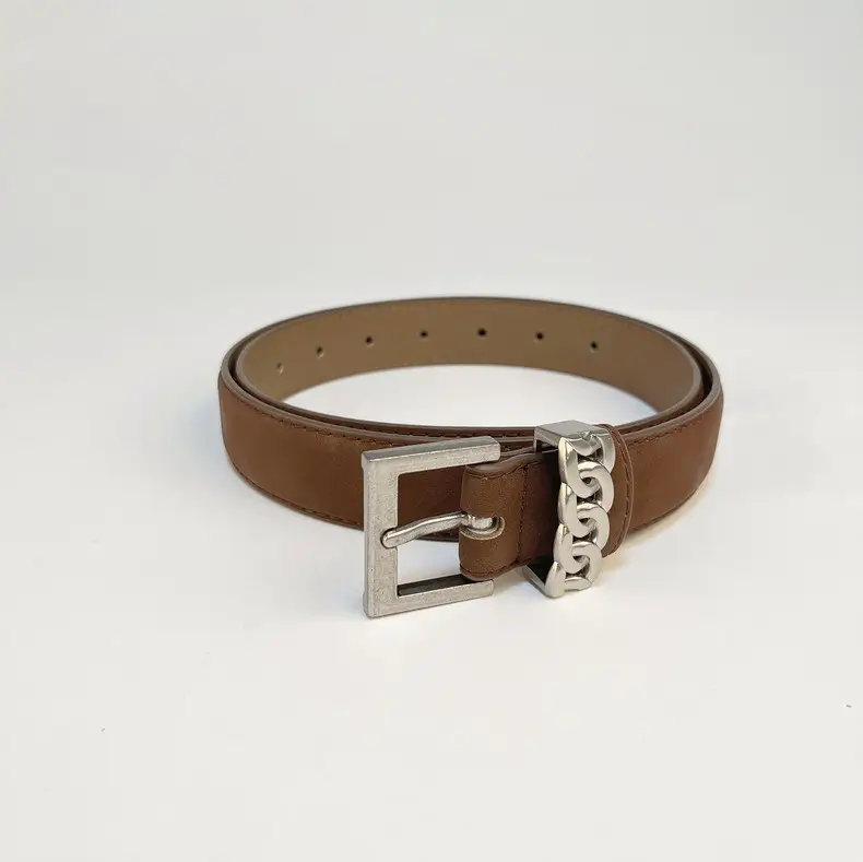 Women's Anti-Velvet Leather Belt with Silver Buckle — feature 17