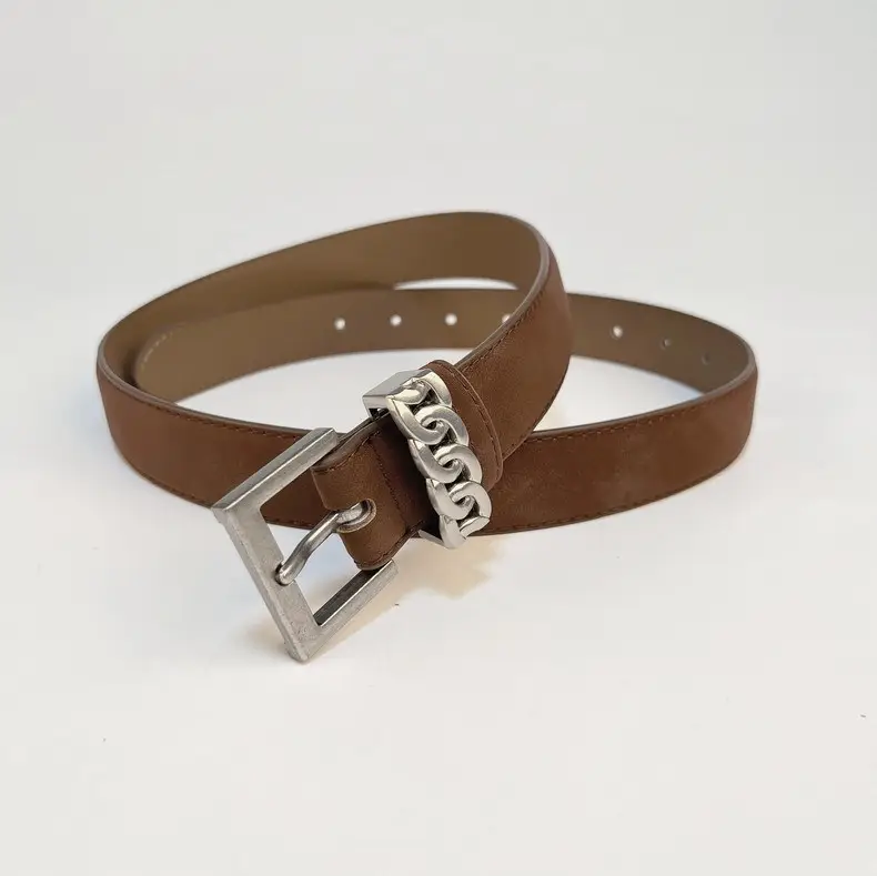 Women's Anti-Velvet Leather Belt with Silver Buckle — feature 18