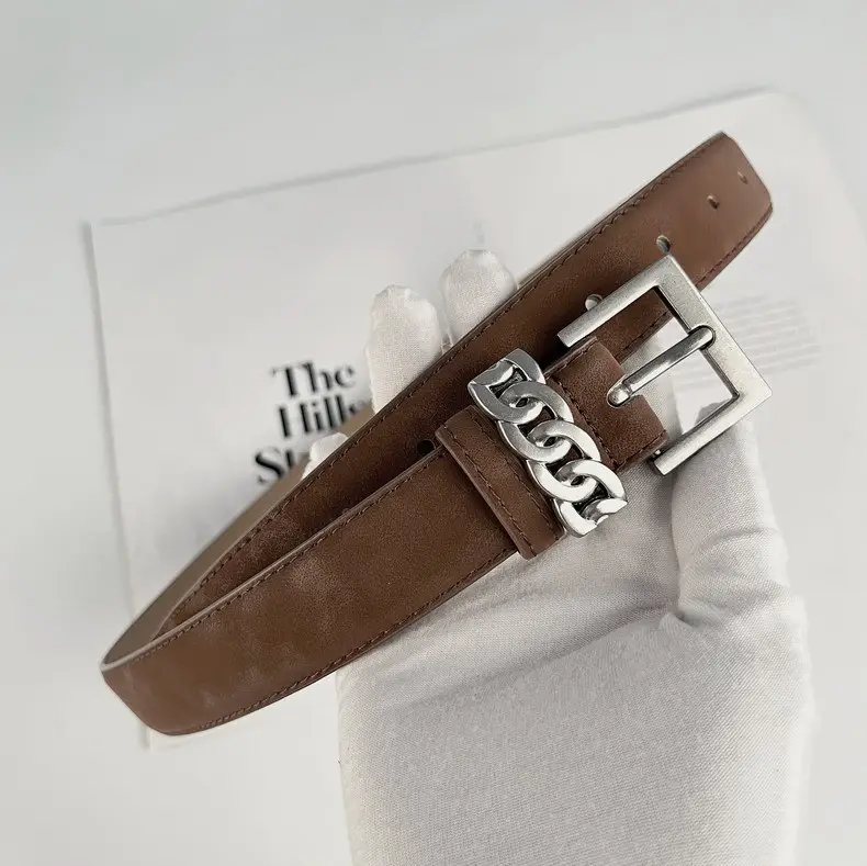 Women's Anti-Velvet Leather Belt with Silver Buckle — feature 20