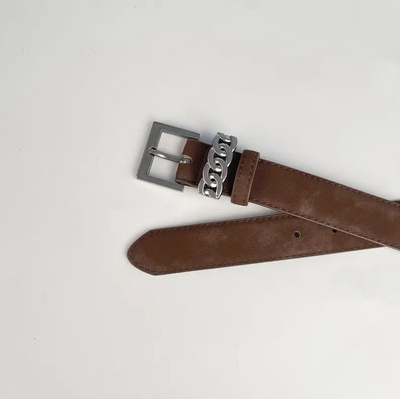Women's Anti-Velvet Leather Belt with Silver Buckle — feature 6