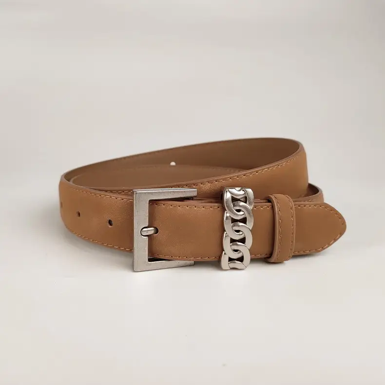Women's Anti-Velvet Leather Belt with Silver Buckle — feature 8