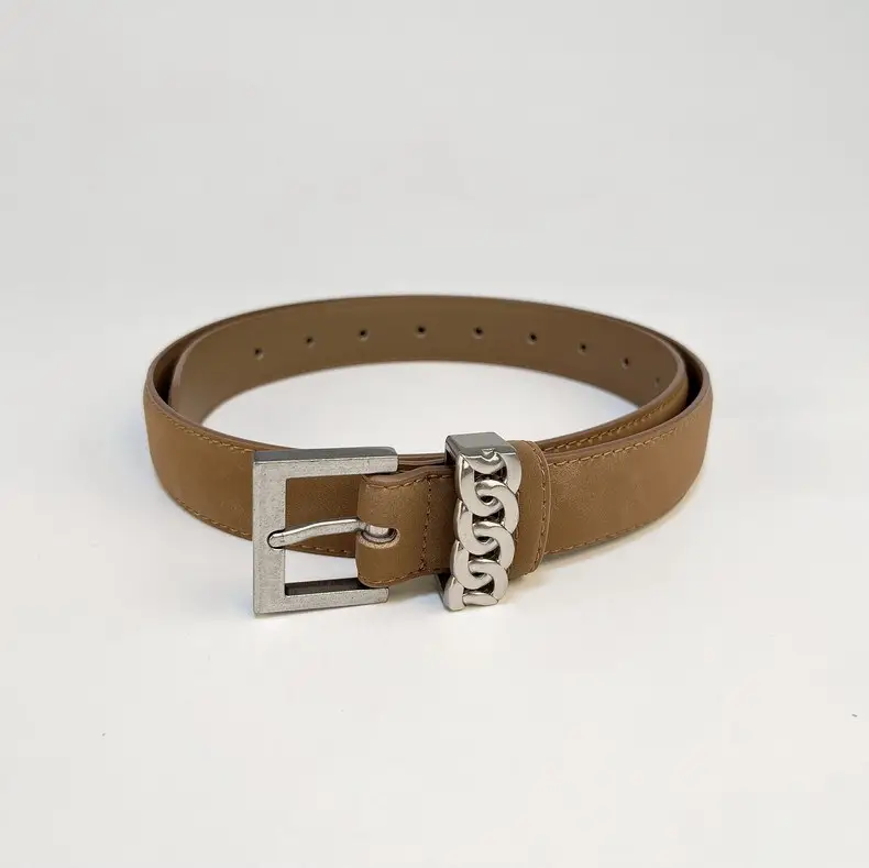 Women's Anti-Velvet Leather Belt with Silver Buckle — feature 9