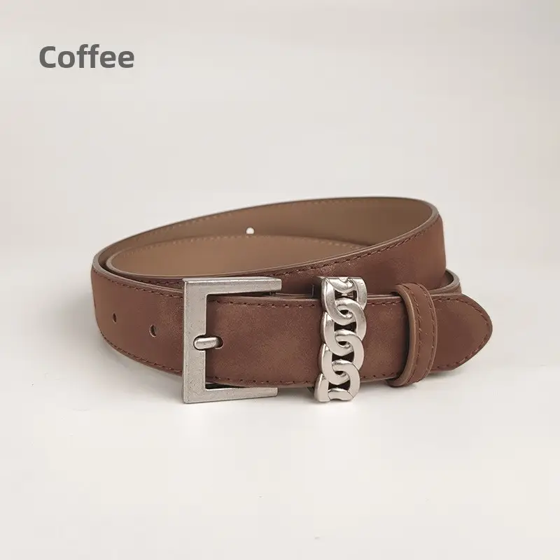 Women's Anti-Velvet Leather Belt with Silver Buckle - Image 2
