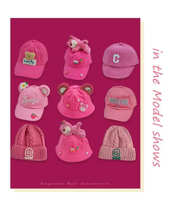 Girls Bear Fisherman Hat Sun Hat Autumn Knitted Wool — feature 23