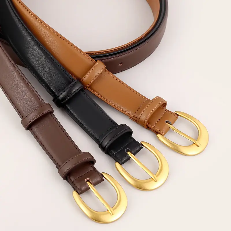 Women Genuine Leather Belt with Gold Buckle 2025 Winter - Image 4