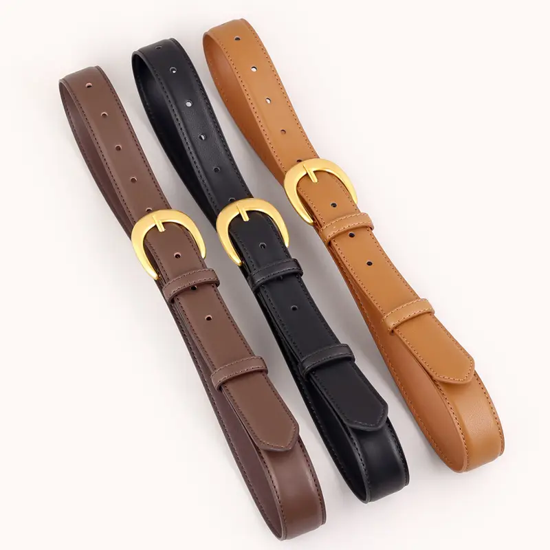 Women Genuine Leather Belt with Gold Buckle 2025 Winter - Image 5