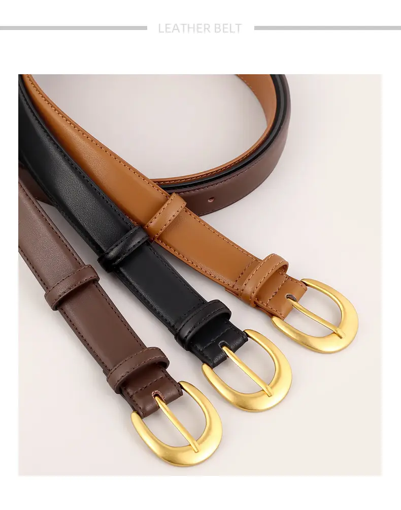 Women Genuine Leather Belt with Gold Buckle 2025 Winter — feature 24