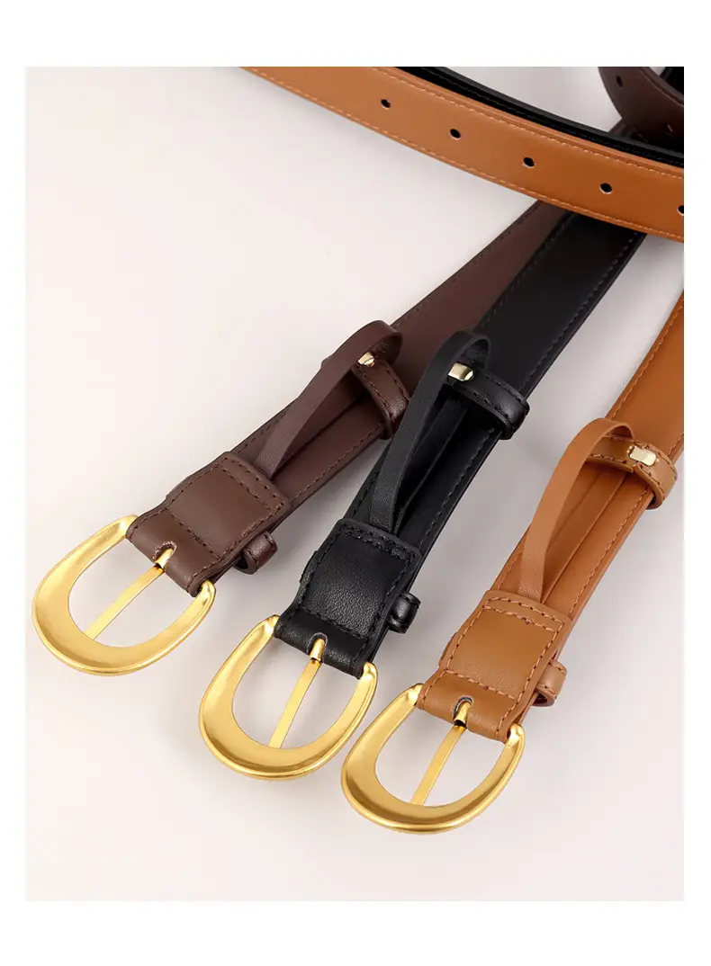 Women Genuine Leather Belt with Gold Buckle 2025 Winter — feature 27