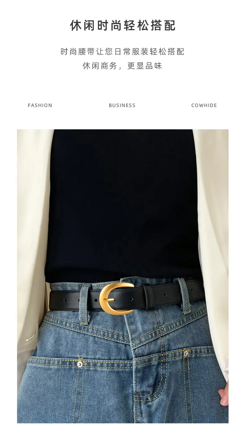 Women Genuine Leather Belt with Gold Buckle 2025 Winter — feature 28