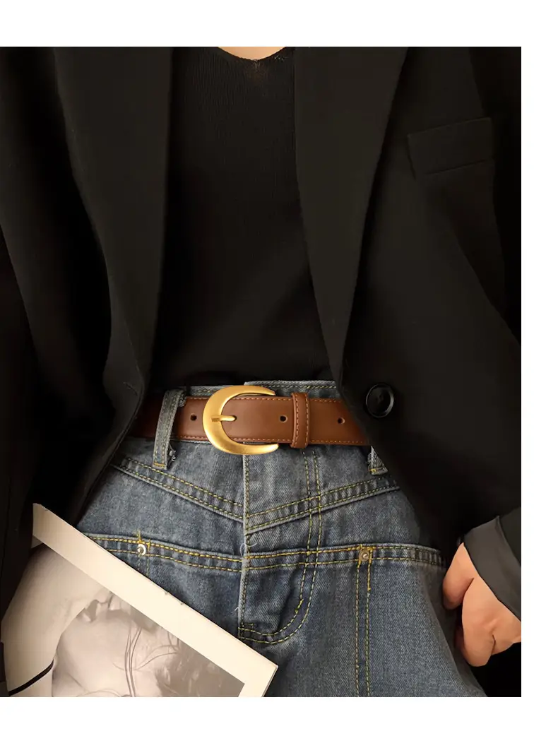 Women Genuine Leather Belt with Gold Buckle 2025 Winter — feature 29