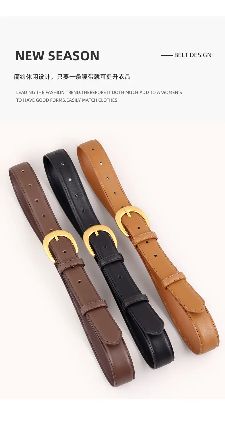 Women Genuine Leather Belt with Gold Buckle 2025 Winter — feature 31