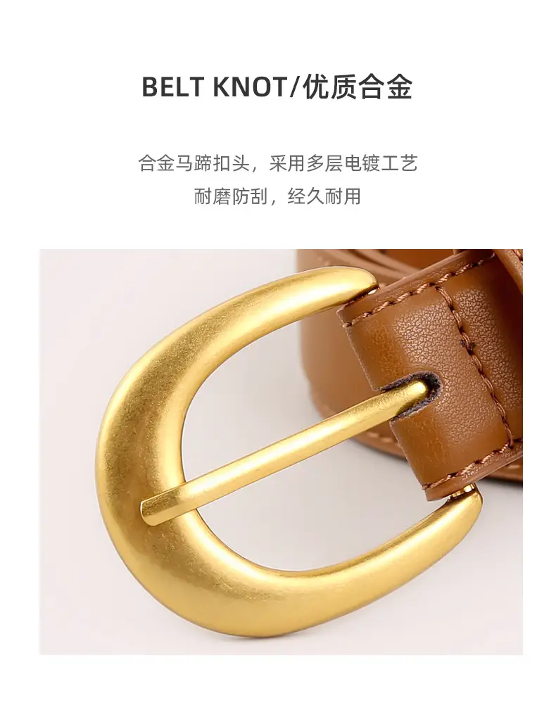 Women Genuine Leather Belt with Gold Buckle 2025 Winter — feature 33