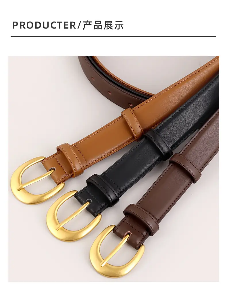 Women Genuine Leather Belt with Gold Buckle 2025 Winter — feature 36