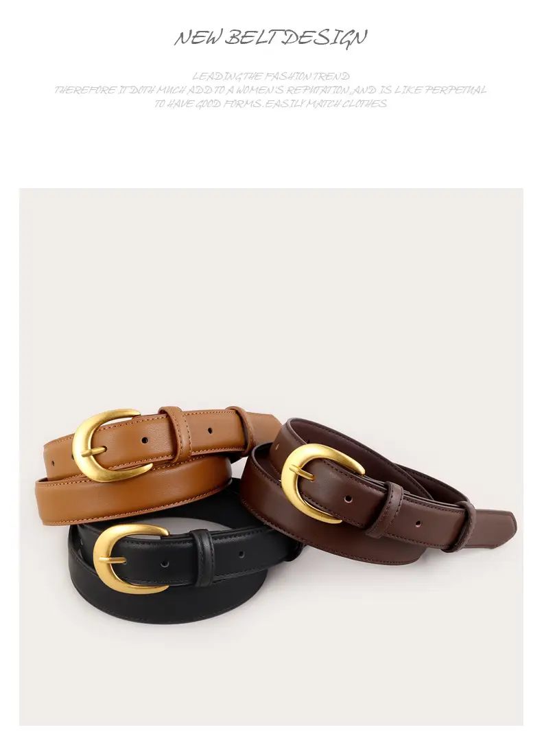 Women Genuine Leather Belt with Gold Buckle 2025 Winter — feature 37
