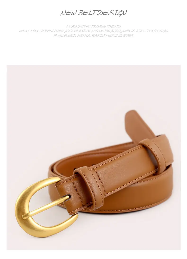 Women Genuine Leather Belt with Gold Buckle 2025 Winter — feature 39
