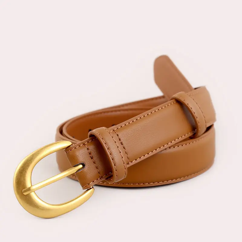Women Genuine Leather Belt with Gold Buckle 2025 Winter - Image 2