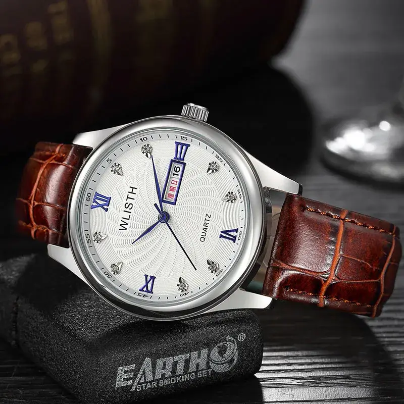 Men's Stainless Steel Quartz Watch with Double Calendar - Image 8