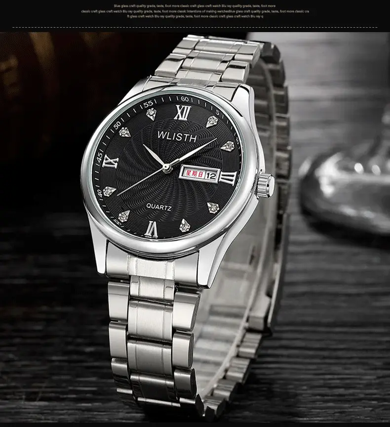 Men's Stainless Steel Quartz Watch with Double Calendar — feature 13