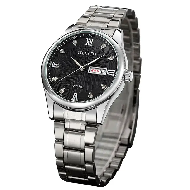 Men's Stainless Steel Quartz Watch with Double Calendar - Image 3