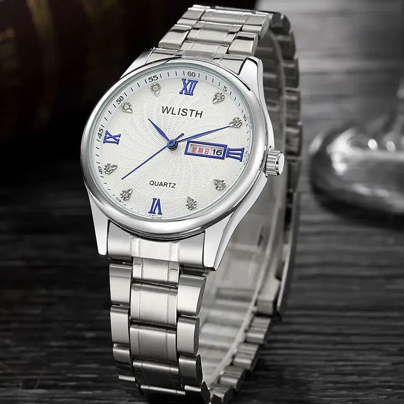 Men's Stainless Steel Quartz Watch with Double Calendar - Image 4