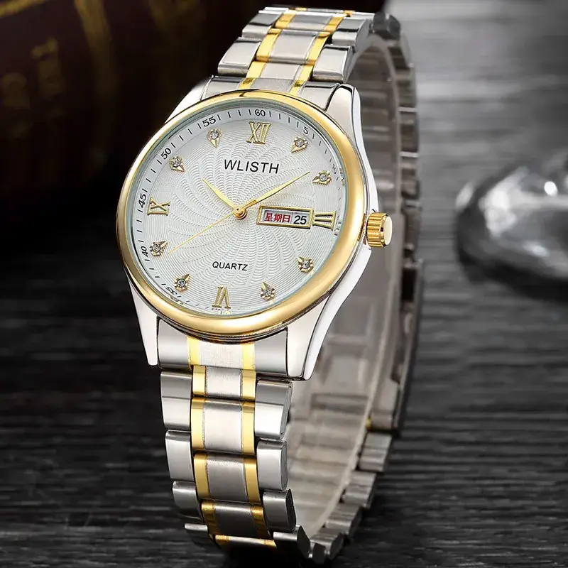 Men's Stainless Steel Quartz Watch with Double Calendar - Image 5