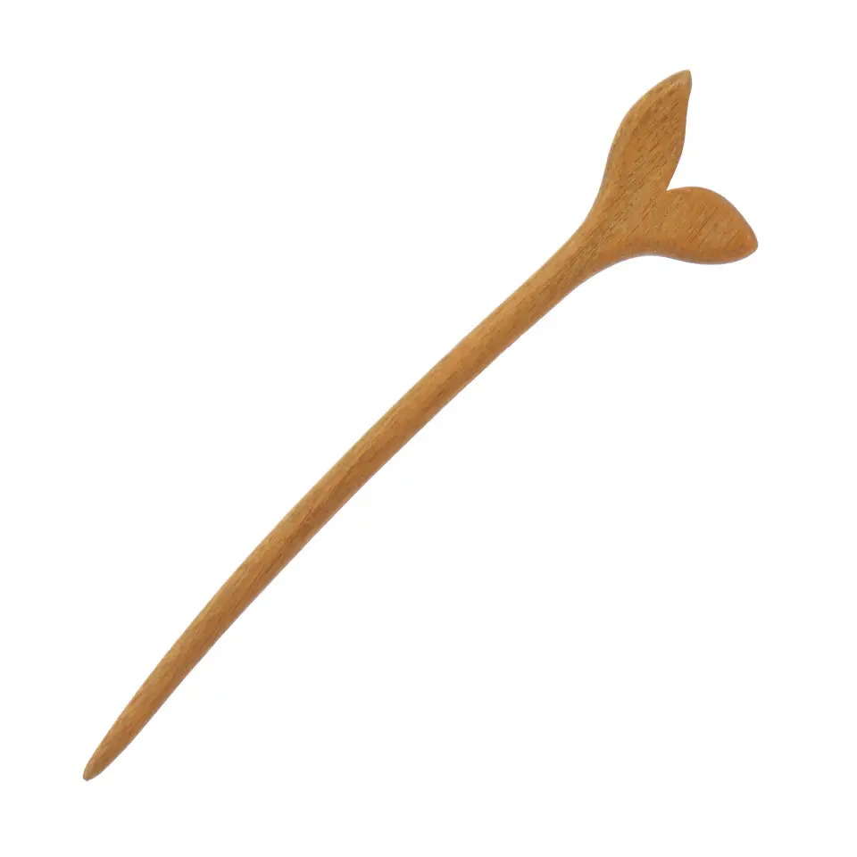 Retro Chinoiserie Wooden Hairpin with Fishtail Design - Image 5