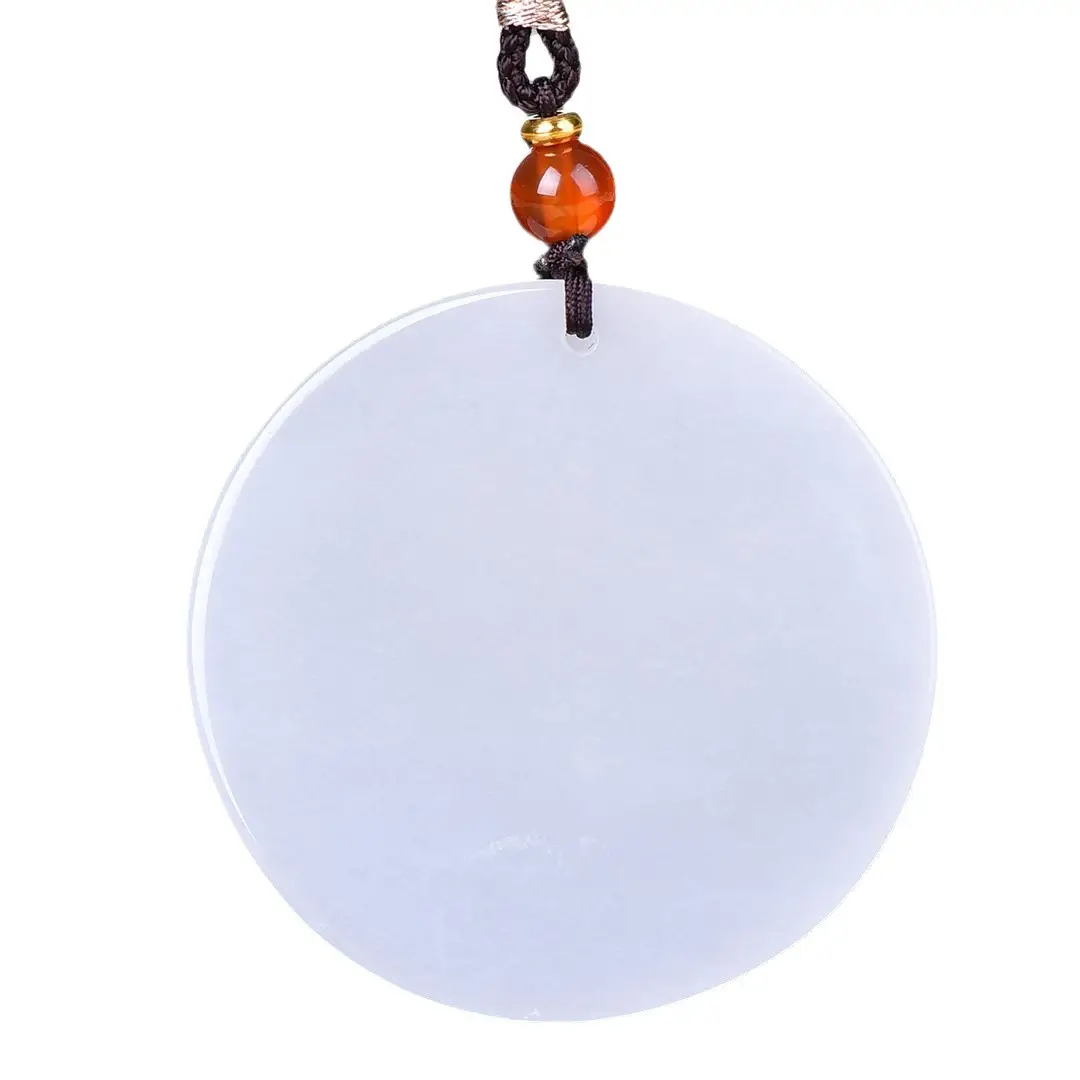 White Jade Dragon Pendant with Red Bead - Image 5