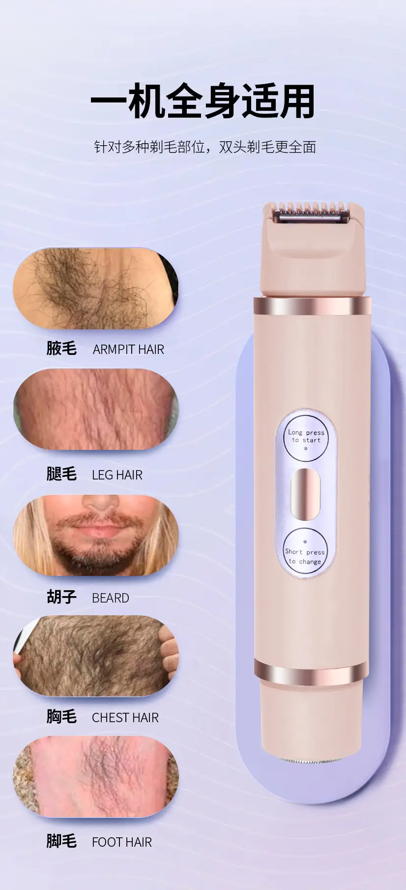 Women's Double-Headed Electric Hair Trimmer with Safety Cut — feature 10