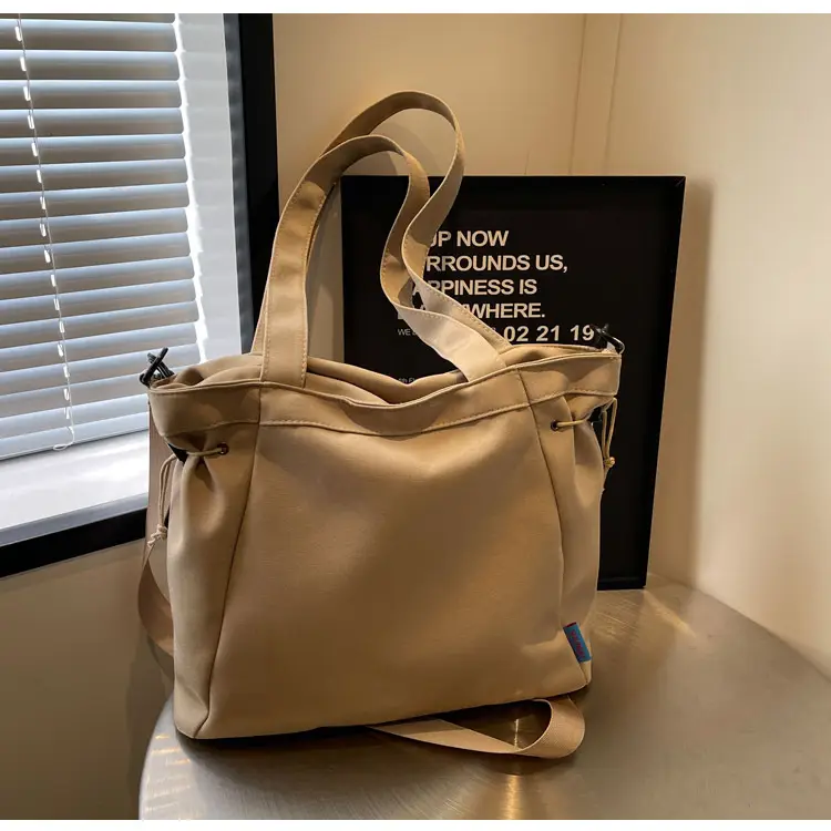 Beige Canvas Shoulder Bag Large Capacity 2026 — feature 19