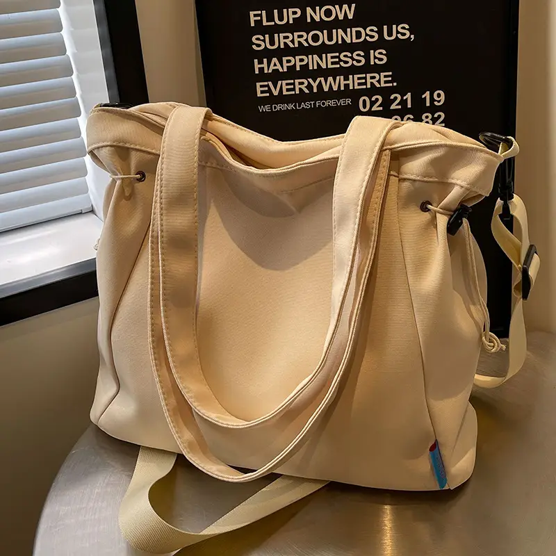 Women Canvas Shoulder Messenger Bag Beige 2023 - Image 7