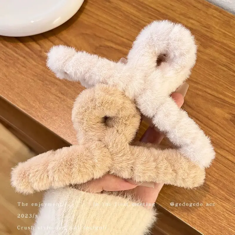 Plush Bear Hair Clip for Women Large Winter Hair Clip - Image 13