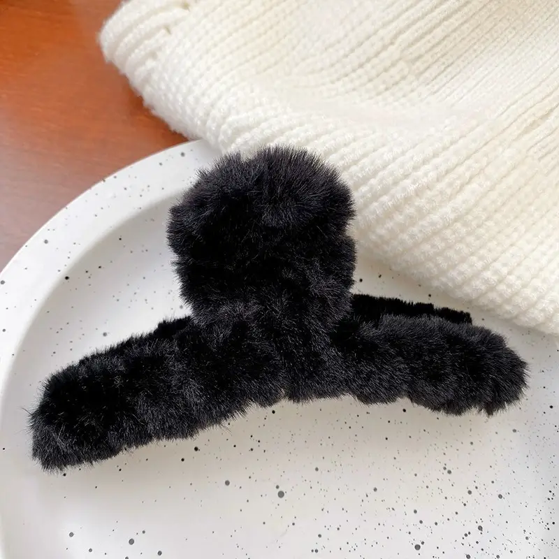 Plush Bear Hair Clip for Women Large Winter Hair Clip - Image 2