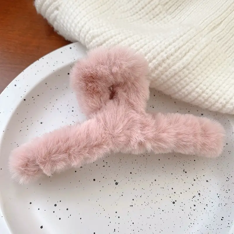 Plush Bear Hair Clip for Women Large Winter Hair Clip - Image 3