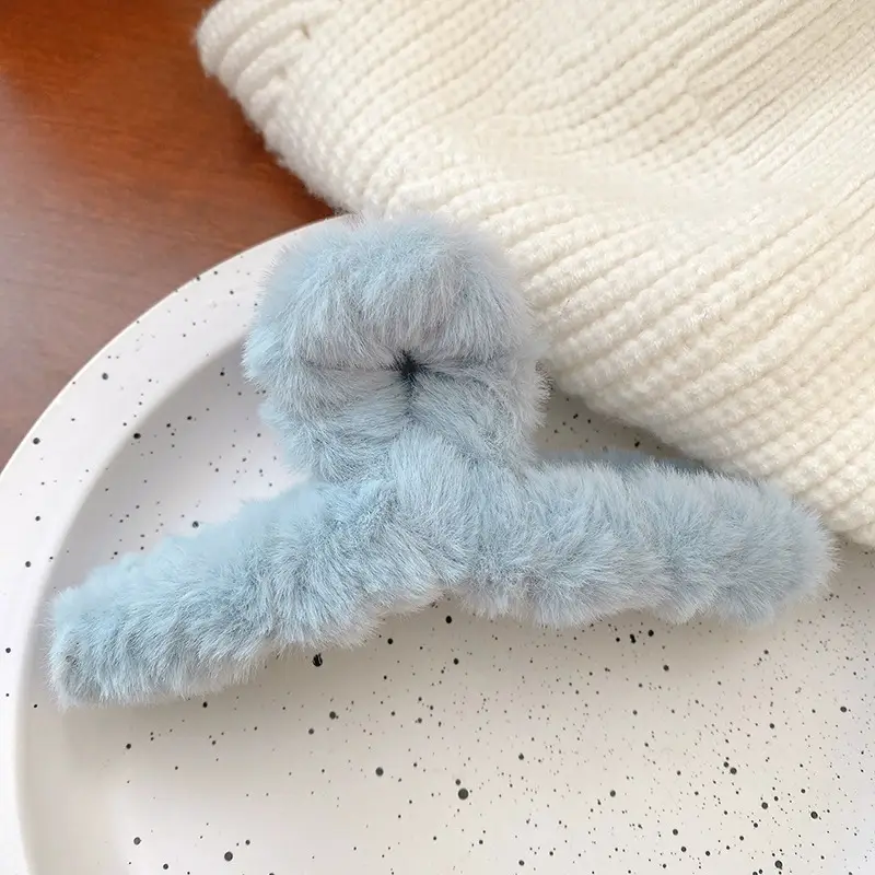 Plush Bear Hair Clip for Women Large Winter Hair Clip - Image 5