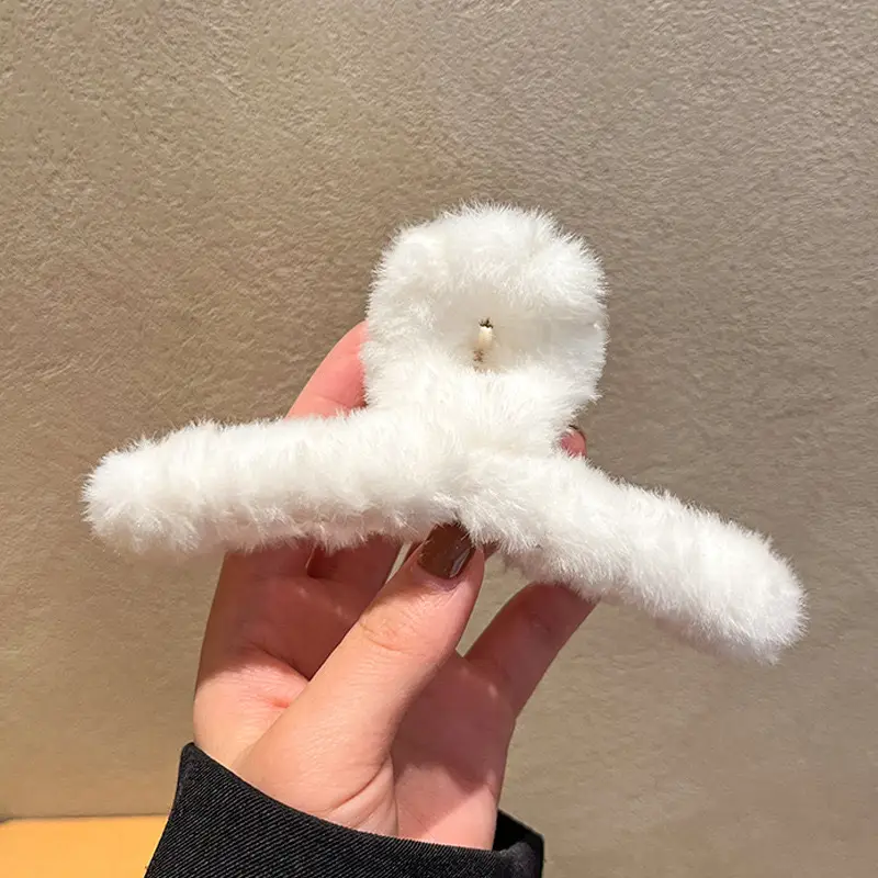 Plush Bear Hair Clip for Women Large Winter Hair Clip - Image 6