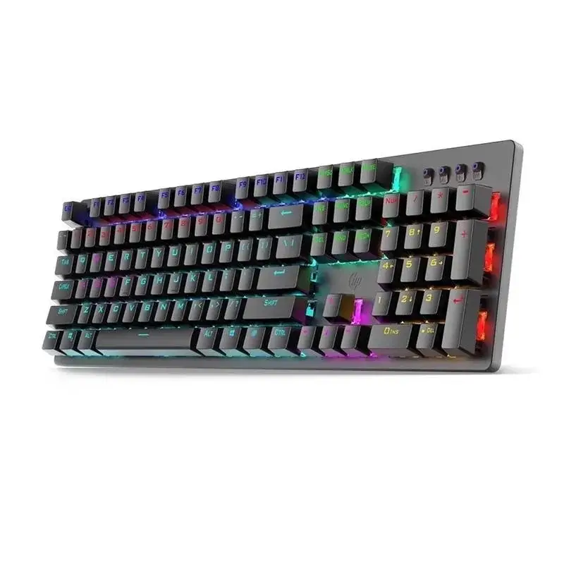 Hp Gk100F Mechanical Keyboard 104 Keys Wired Gaming Keyboard for Laptops and Desktops Lol Blue Switch