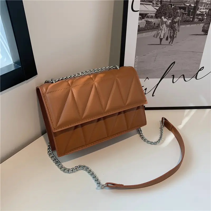 Korean Style Rhombus Chain Embroidered Mini Shoulder Bag - Image 6