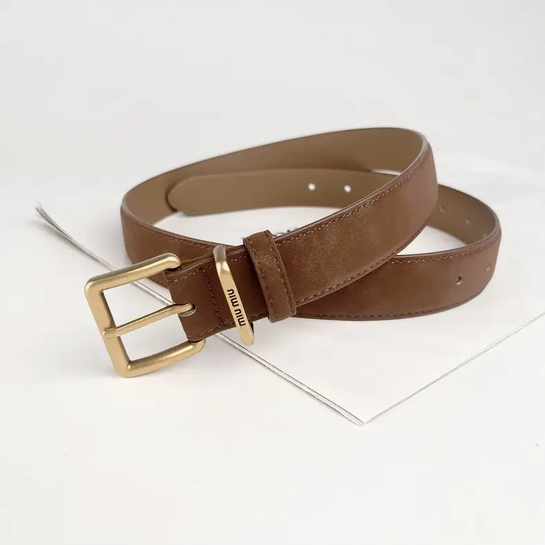 Black Anti-Velvet Women's Belt with Gold Buckle — feature 13