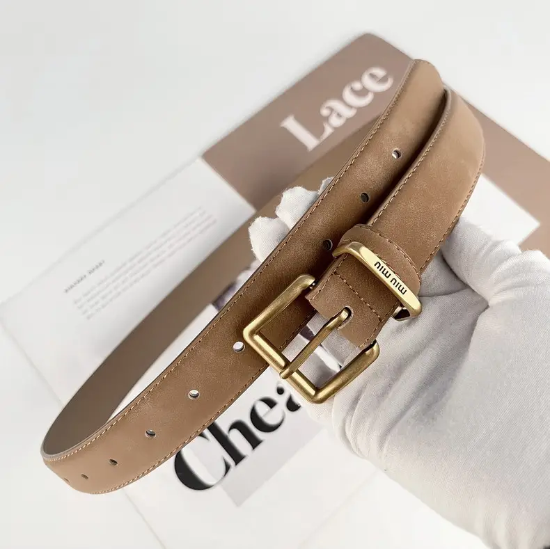 Black Anti-Velvet Women's Belt with Gold Buckle — feature 18