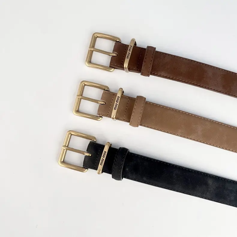 Black Anti-Velvet Women's Belt with Gold Buckle — feature 6
