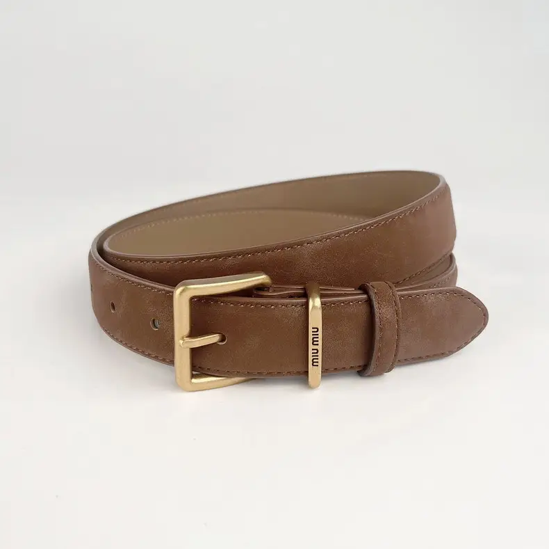 Black Anti-Velvet Women's Belt with Gold Buckle — feature 8