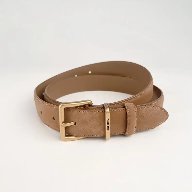 Black Anti-Velvet Women's Belt with Gold Buckle — feature 9