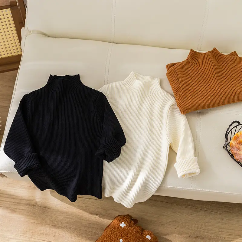 Girls Korean Style Round Neck Sweater White - Image 6